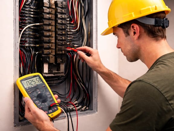 Electrician Troubleshooting Residential Electrical Issues